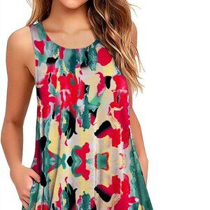 Anyjoin Floral Tank Dress Sleeveless